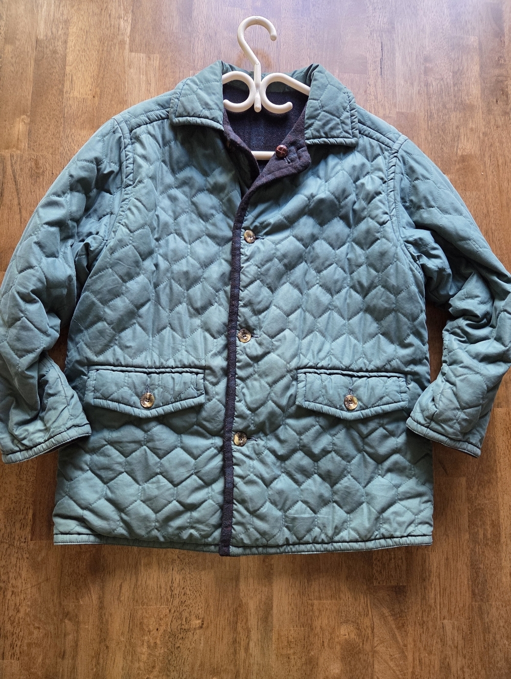 Reversible Quilted Chore Jacket, Cashmere Wool Blend Plaid Coat Unicorn Country